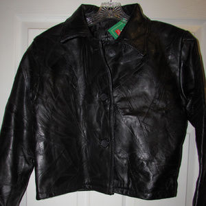 Giacca Donna In Pelle Buffalo Nera - Giovanni Navarre Cuoia Rosse Rosa, Taglia L, Fatta A Mano